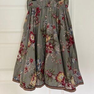 H&M Green Pink Floral Skirt Size 6 Womens Lined Side Zip